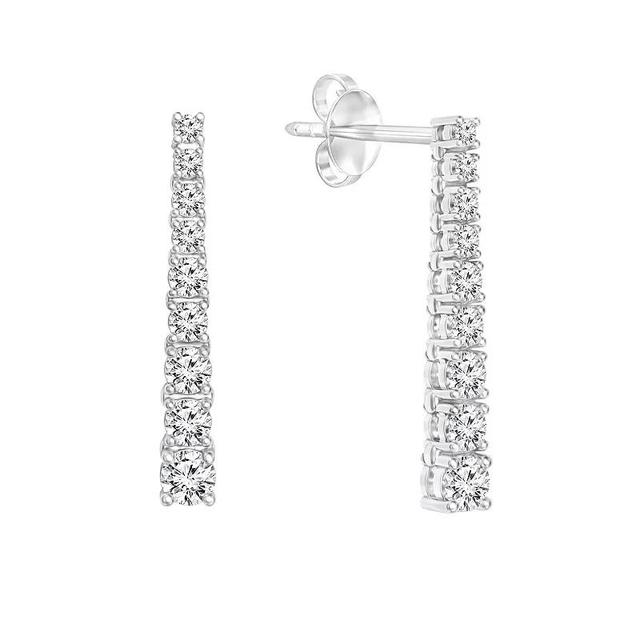 14k White Gold 1-5/8 Carat T.W. Diamond Journey Earrings, Womens Product Image