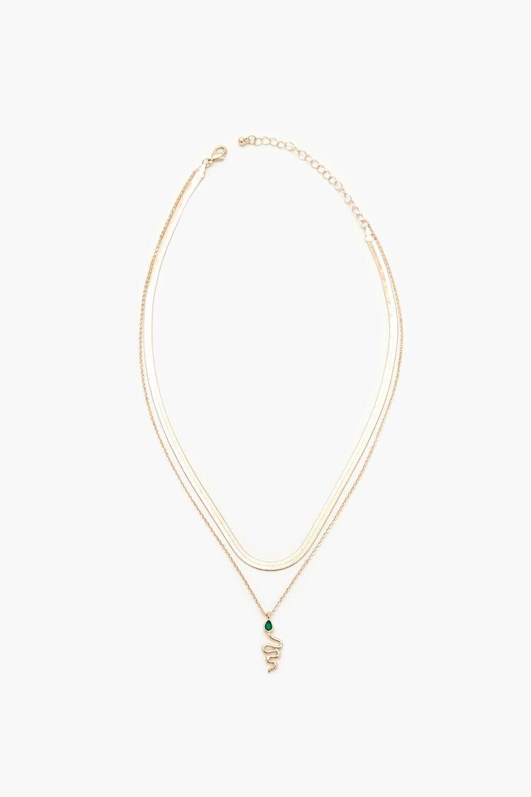 Layered Faux Gem Snake Necklace | Forever 21 Product Image