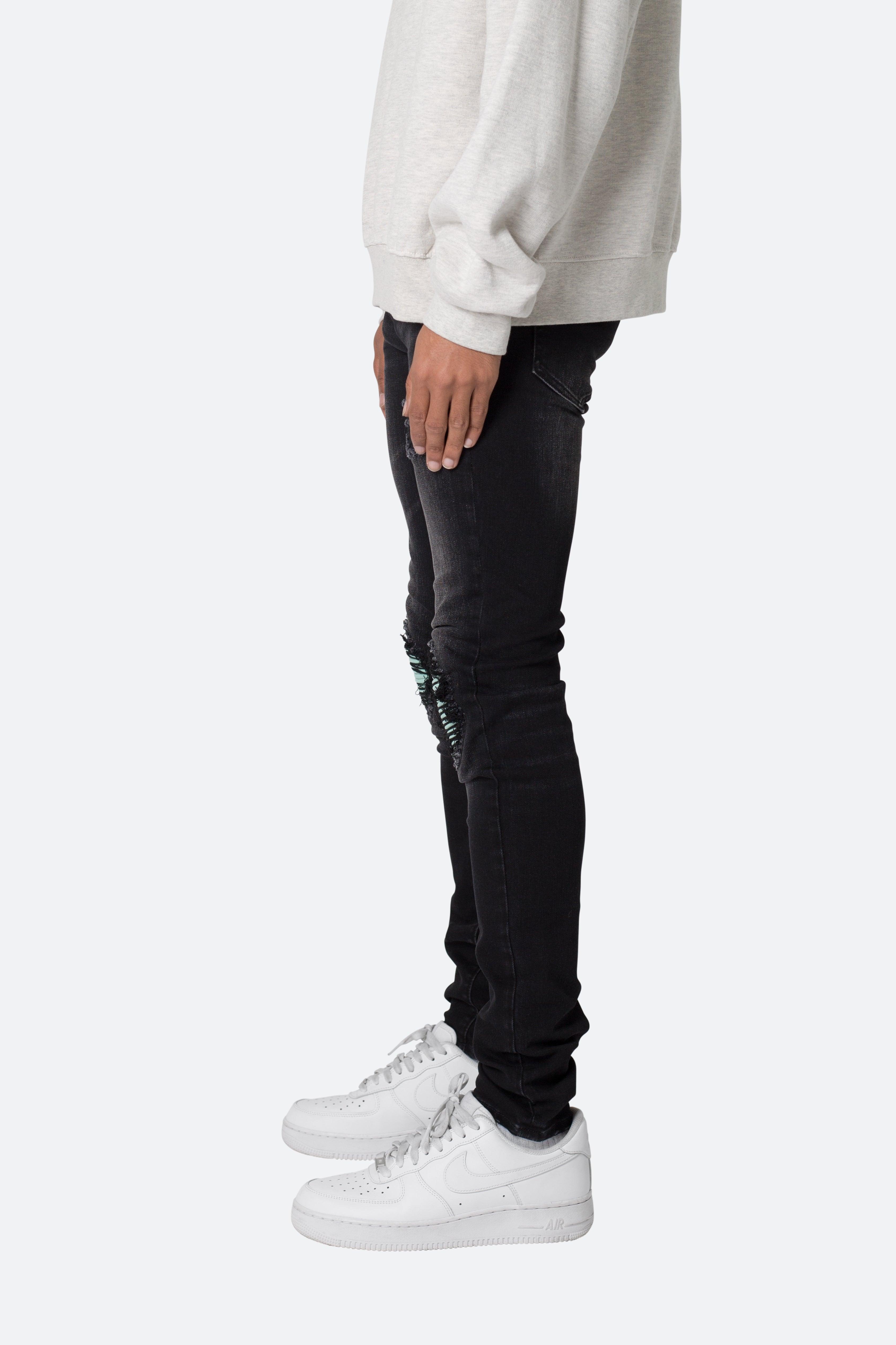 X559 Skinny Moto Denim - Black/Green Product Image