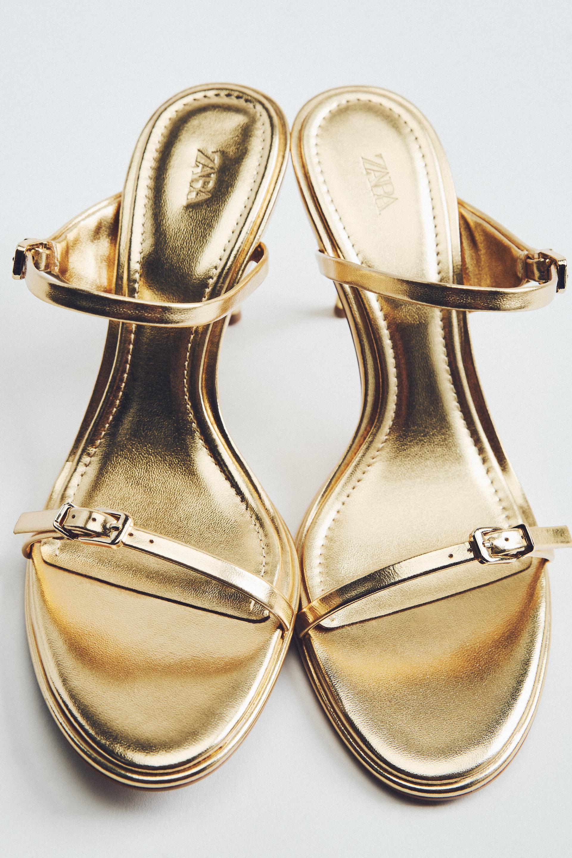 METALLIC BUCKLE HEELED SANDALS product image