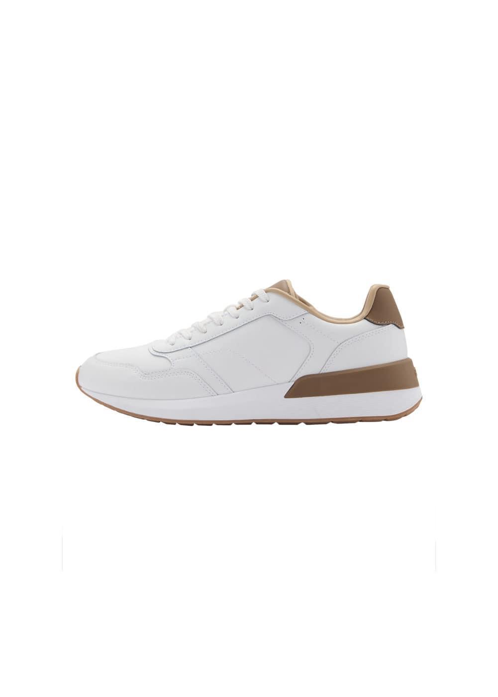 MANGO MAN - Leather mixed sneakers whiteMen Product Image