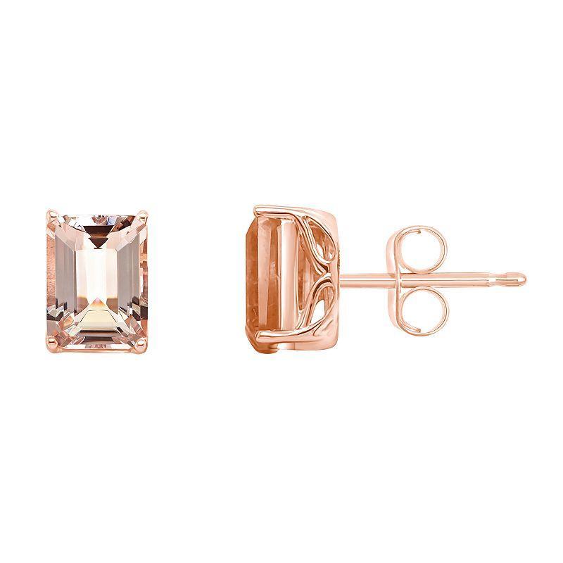 Alyson Layne 14k Gold Morganite Stud Earrings, Womens, 14k White Gold Product Image