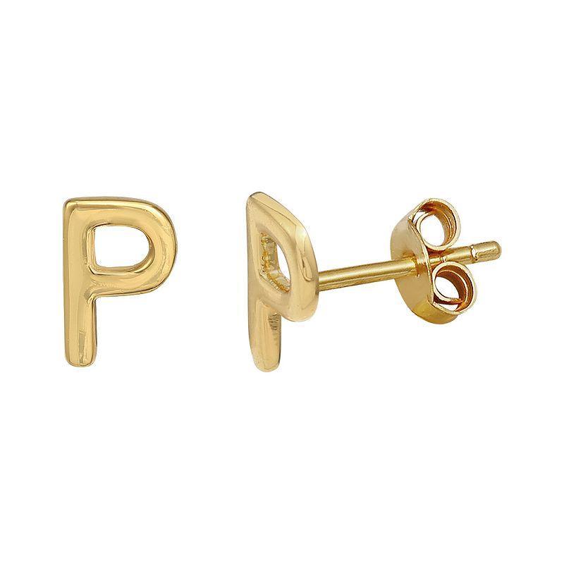 PRIMROSE Sterling Silver Initial Stud Earrings, Womens, Gold Tone J Product Image