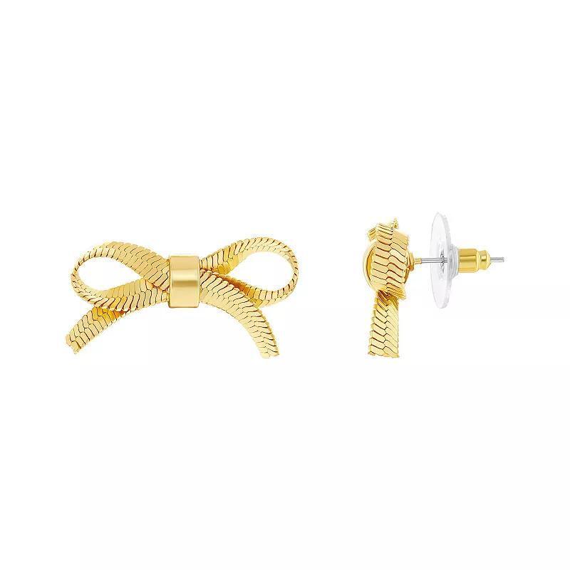 Emberly Polished Bow Stud Earrings, Womens, Yellow Product Image