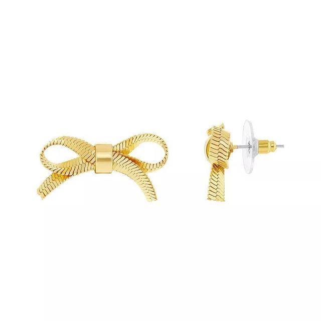 Emberly Polished Bow Stud Earrings, Womens, Yellow Product Image