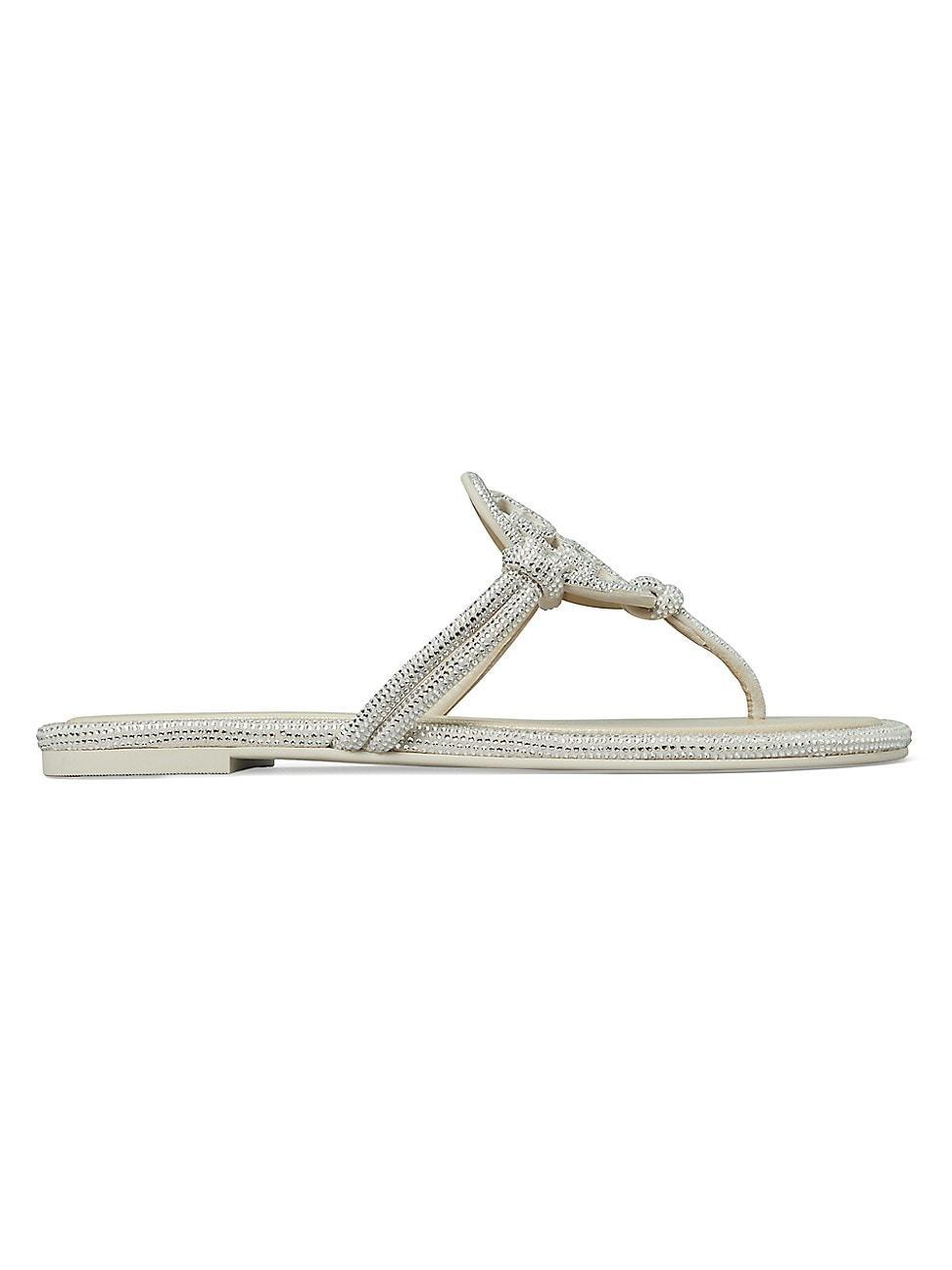 Tory Burch Womens Miller Knotted Emblem Slip On Thong Sandals Product Image