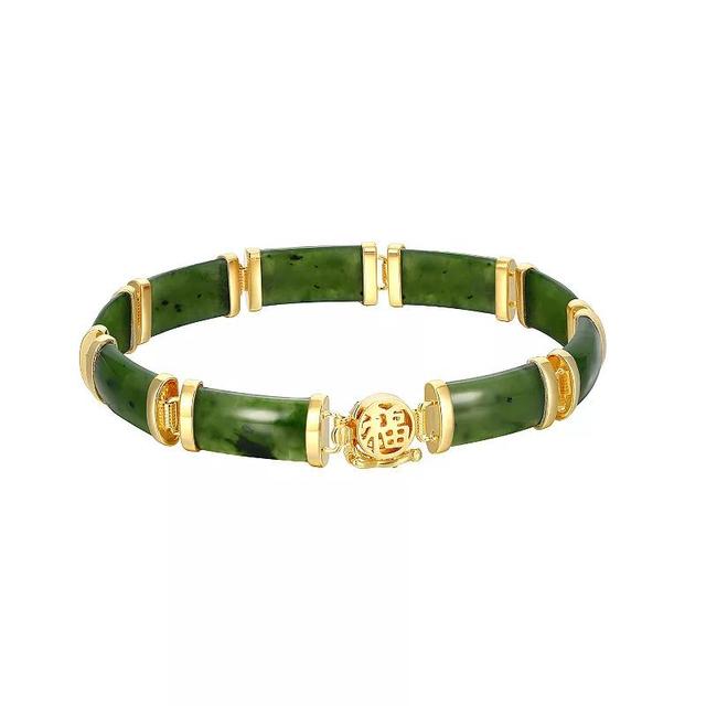 Dynasty Jade 18K Gold over Sterling Silver Nephrite Jade Station Bracelet, Womens Gold Tone Product Image