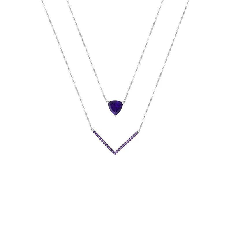 Sterling Silver Amethyst Layer Necklace, Womens Product Image