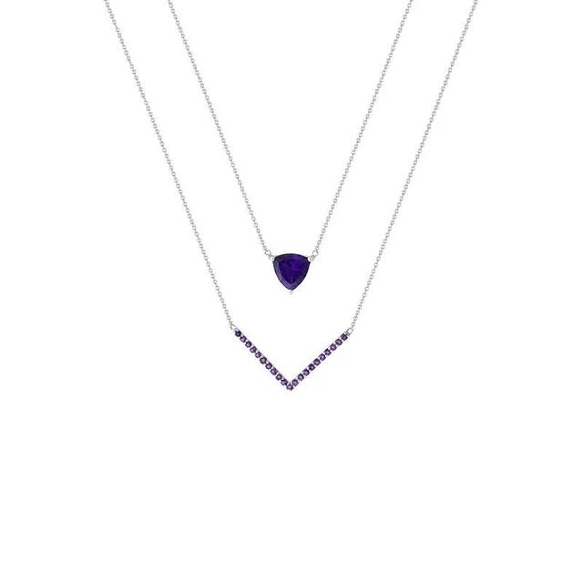 Sterling Silver Amethyst Layer Necklace, Womens Product Image