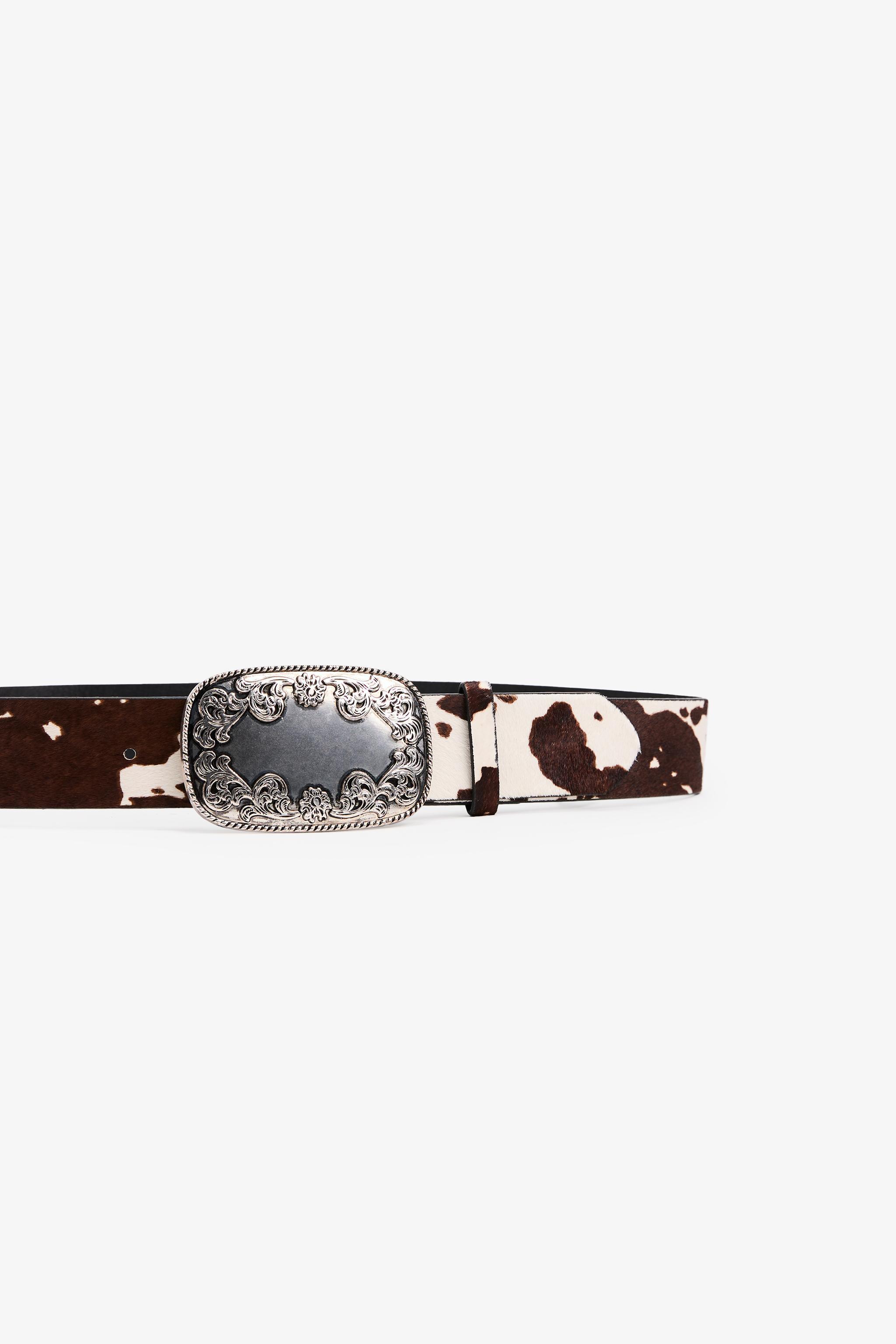 LEATHER COWBOY BELT WITH ANIMAL PRINT Product Image