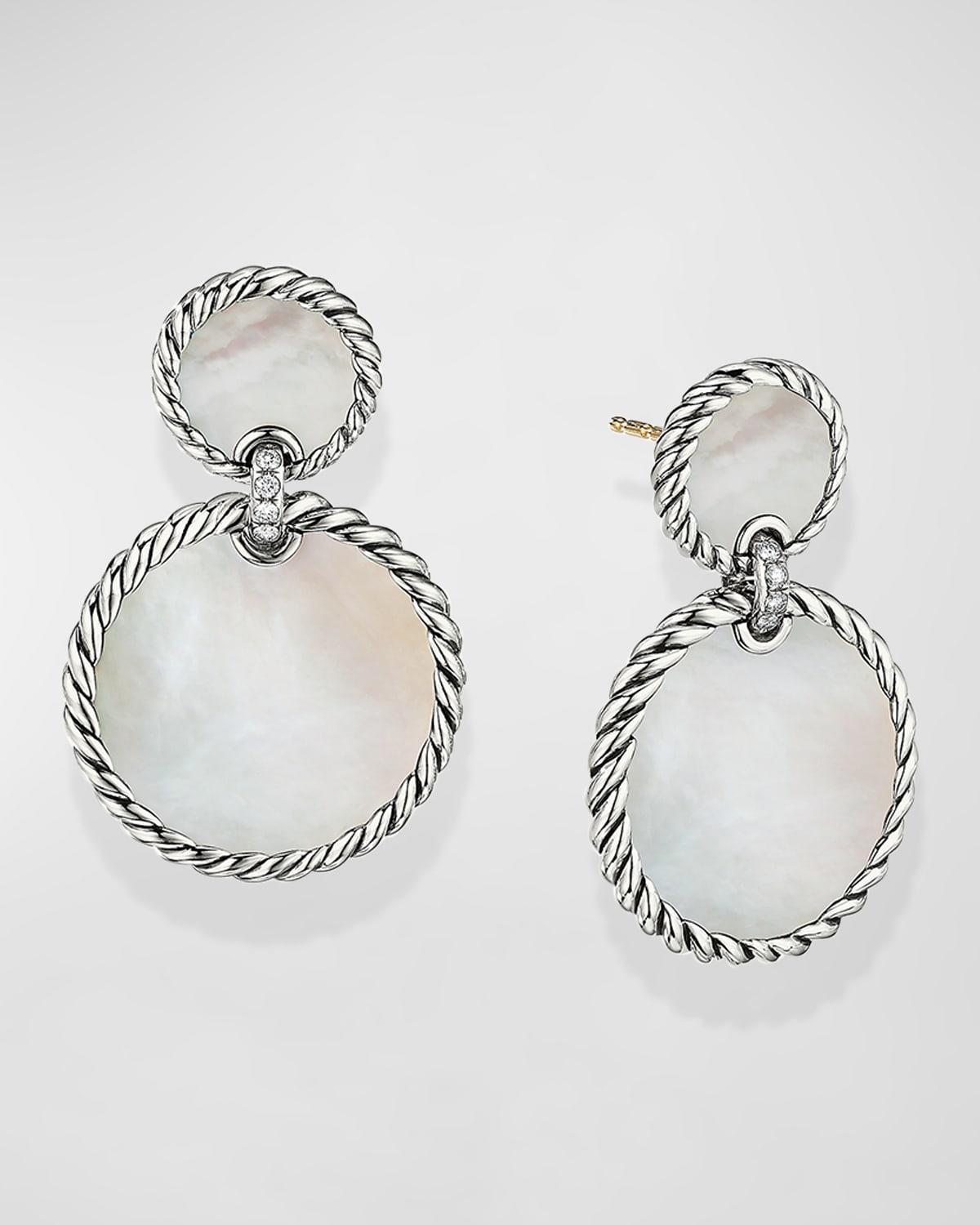 DY Elements Double Drop Earrings with Mother-of-Pearl and Pave Diamonds Product Image