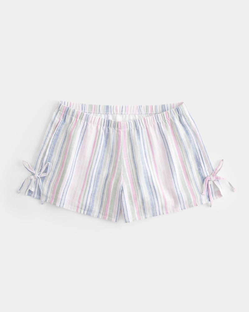 Linen-Blend Side Bow Soft Shorts Product Image