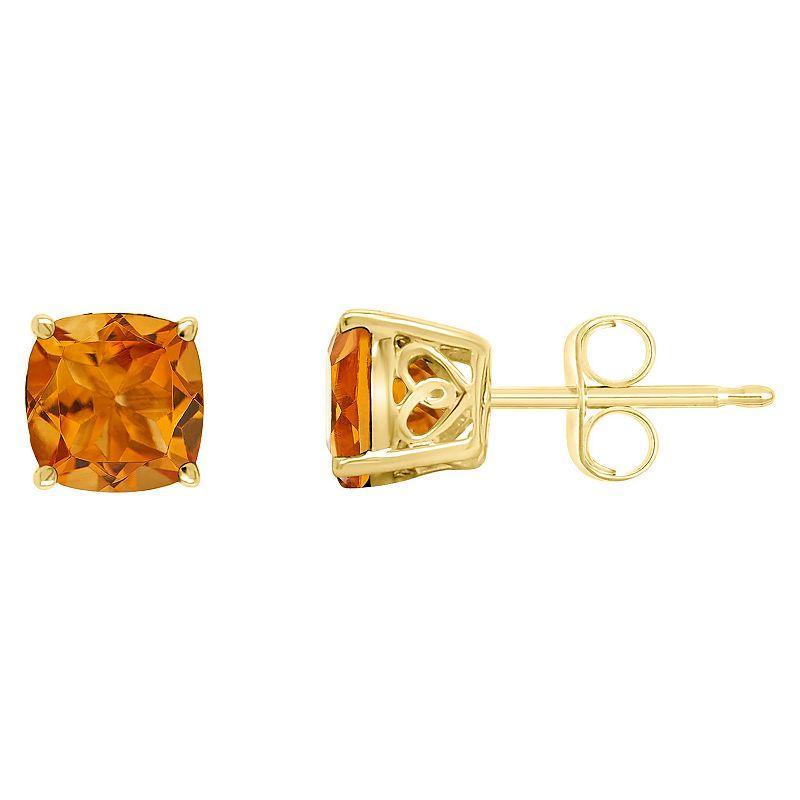 Alyson Layne 14k Gold Cushion Citrine Stud Earrings, Womens, Orange Product Image