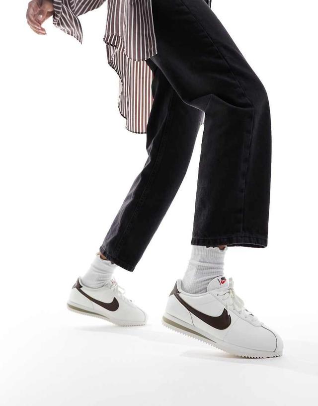 Nike Cortez leather sneakers in off white and cacao brown Product Image