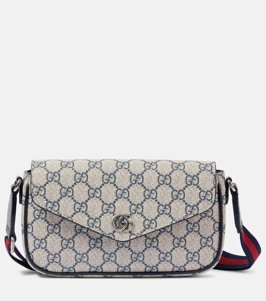 GUCCI Ophidia Mini Leather-trimmed Shoulder Bag In Beige Product Image