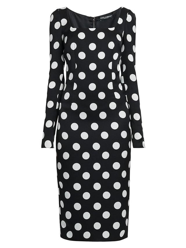 Womens Polka Dot Square-Neck Sheath Midi-Dress Product Image