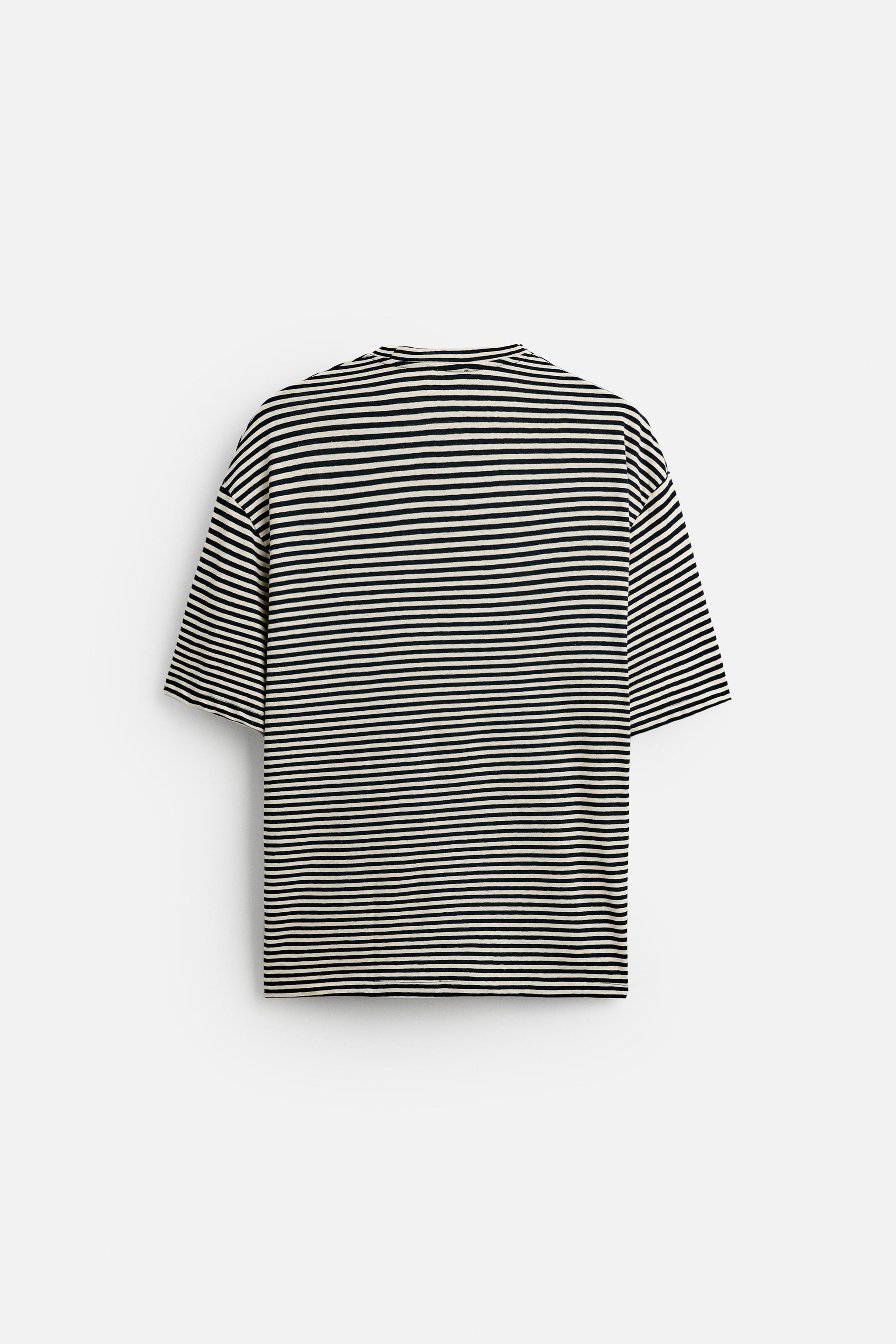 COTTON - LINEN STRIPED T-SHIRT Product Image