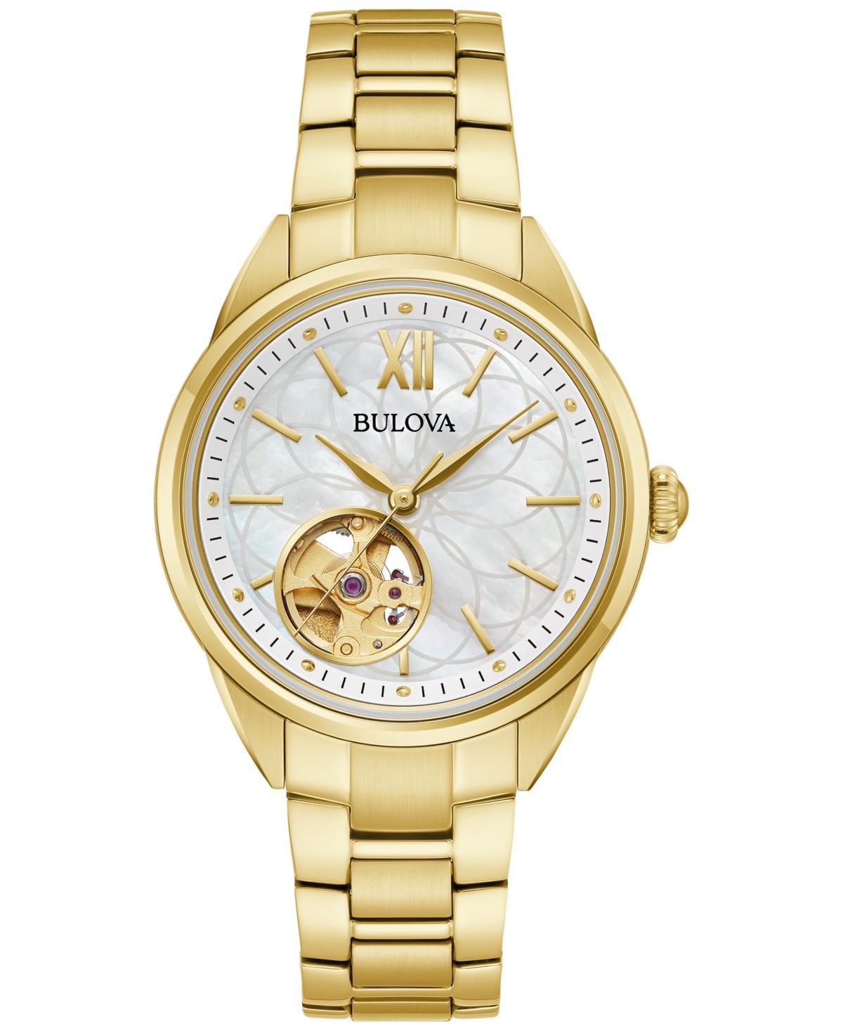 Bulova Classic Sutton Womens Automatic Gold Tone Stainless Steel Bracelet Watch 97l172, One Size Product Image