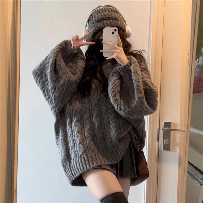 V-Neck Cable Knit Sweater Product Image