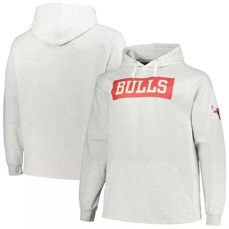 Mens Fanatics Branded Ash Chicago Bulls Big & Tall Raglan Tri-Blend Pullover Hoodie Product Image