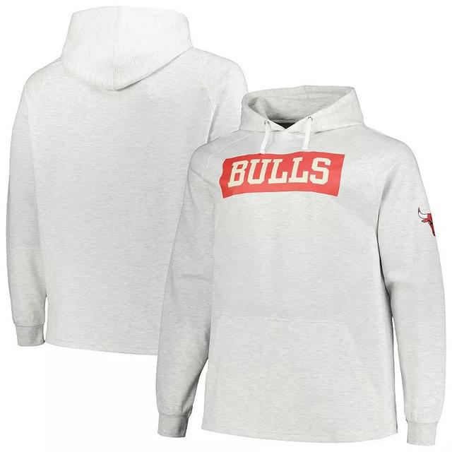 Mens Fanatics Branded Ash Chicago Bulls Big & Tall Raglan Tri-Blend Pullover Hoodie Product Image