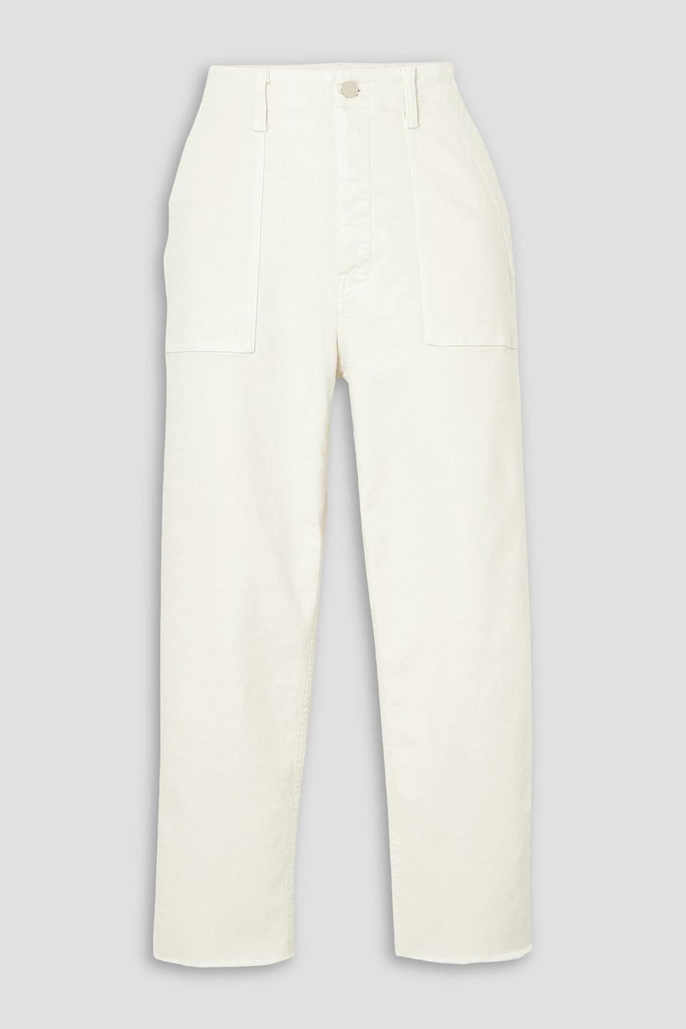 The Patch Pocket Private Ankle Cropped High-rise Straight-leg Jeans In Ivory product image