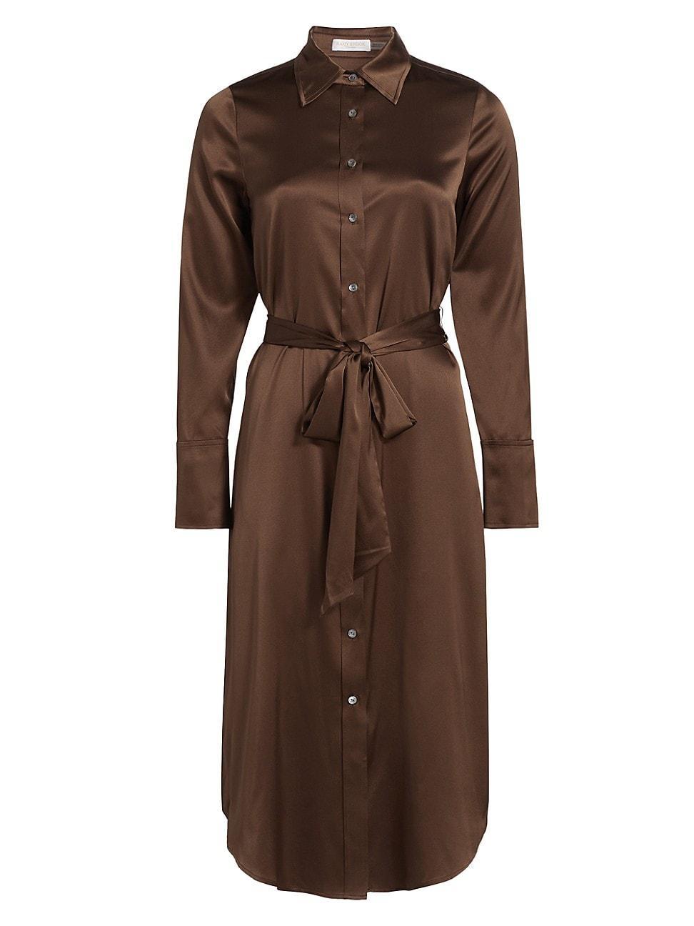 Womens Victoria Stretch Silk Tie-Waist Shirtdress product image