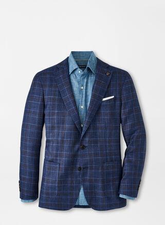 Peter Millar Mens Lowell Plaid Soft Jacket | Color: Navy | Size: 47 Product Image