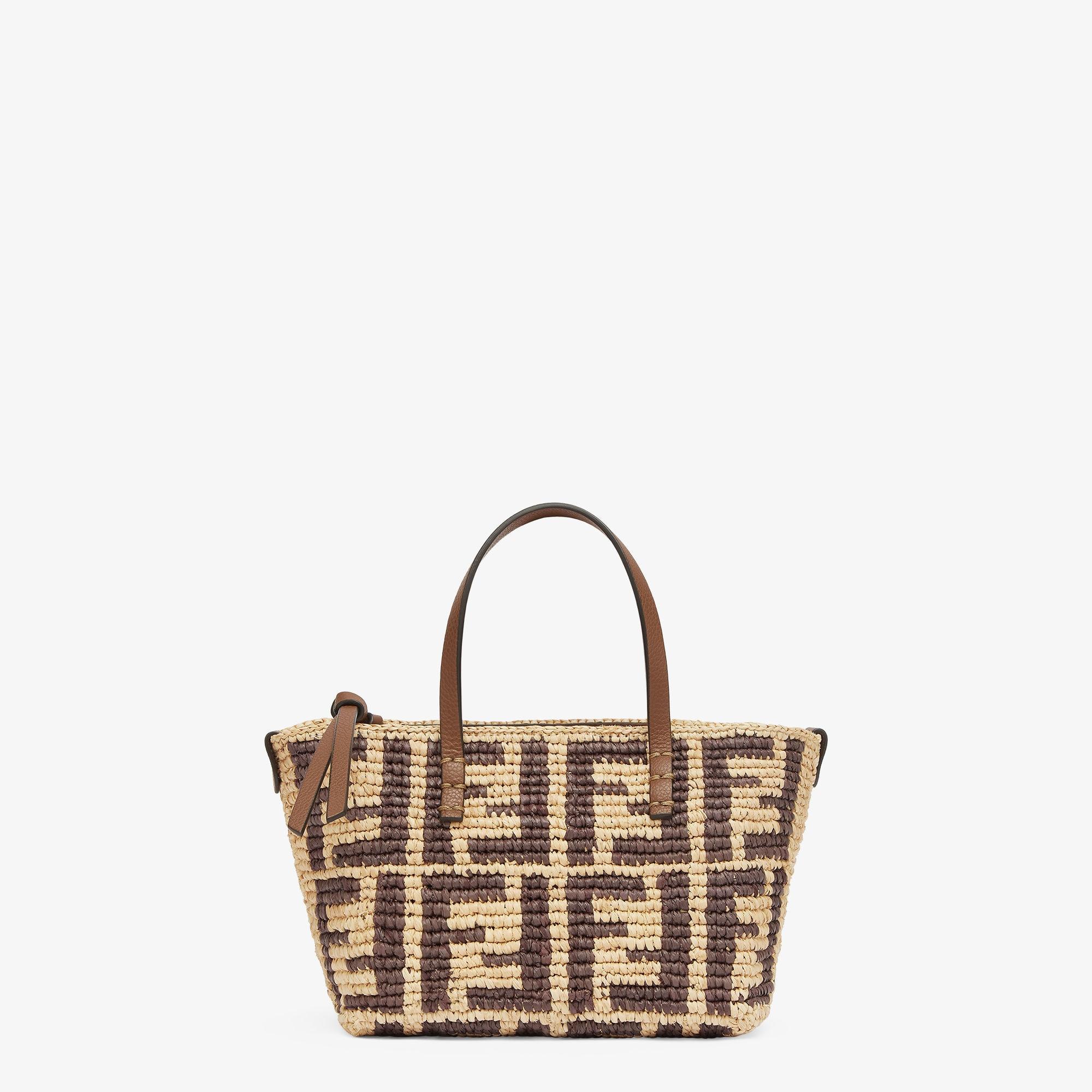 Roll MiniBrown FF raffia crochet mini bag Product Image