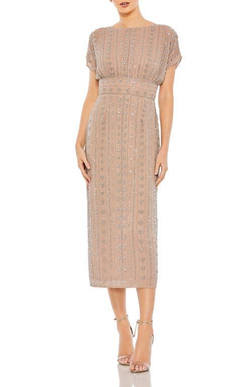 Womens Beaded Mesh Column Midi-Dress Product Image