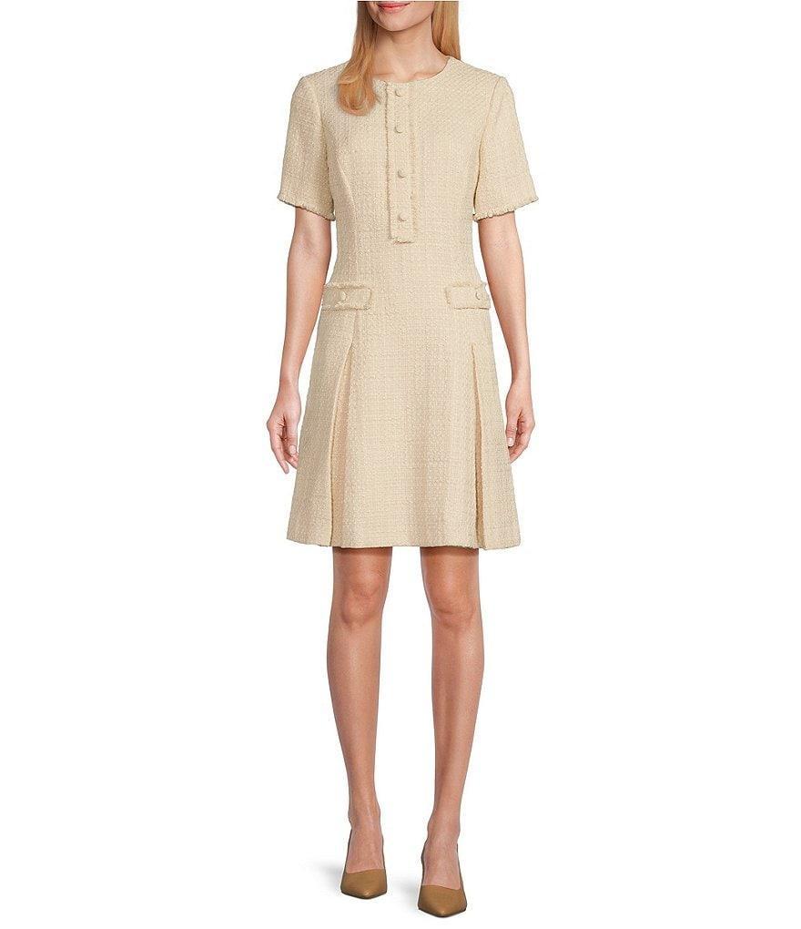 Preston & York Kora Crew Neck Short Sleeve Tweed Dress Product Image