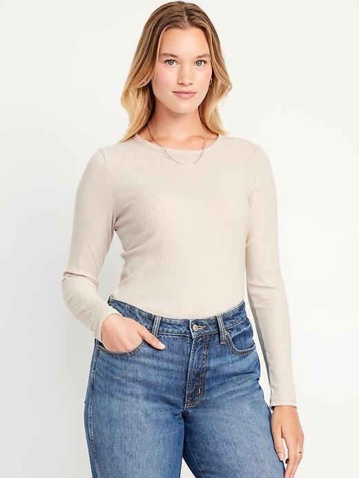 Plush-Knit Long-Sleeve T-Shirt Product Image