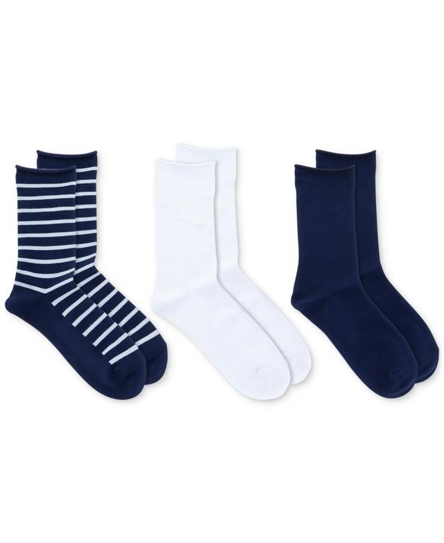 Lauren Womens Super Soft St James Stripe Crew Socks, 3 Pack Product Image