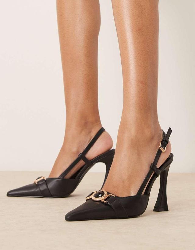 Glamorous slingback heeled shoes in black Product Image