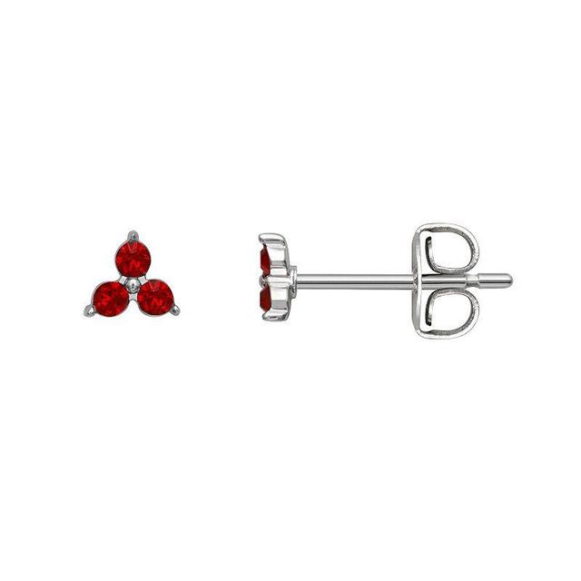 Brilliance Silver Tone Triple Crystal Birthstone Stud Earrings, Womens, Silver Tone January Product Image