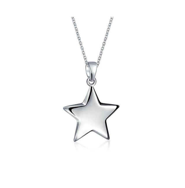 Bling Jewelry Minimalist American Usa Patriotic Celestial Rock Star Super Dangling Star Pendant Necklace For Women Sterling Silver Product Image