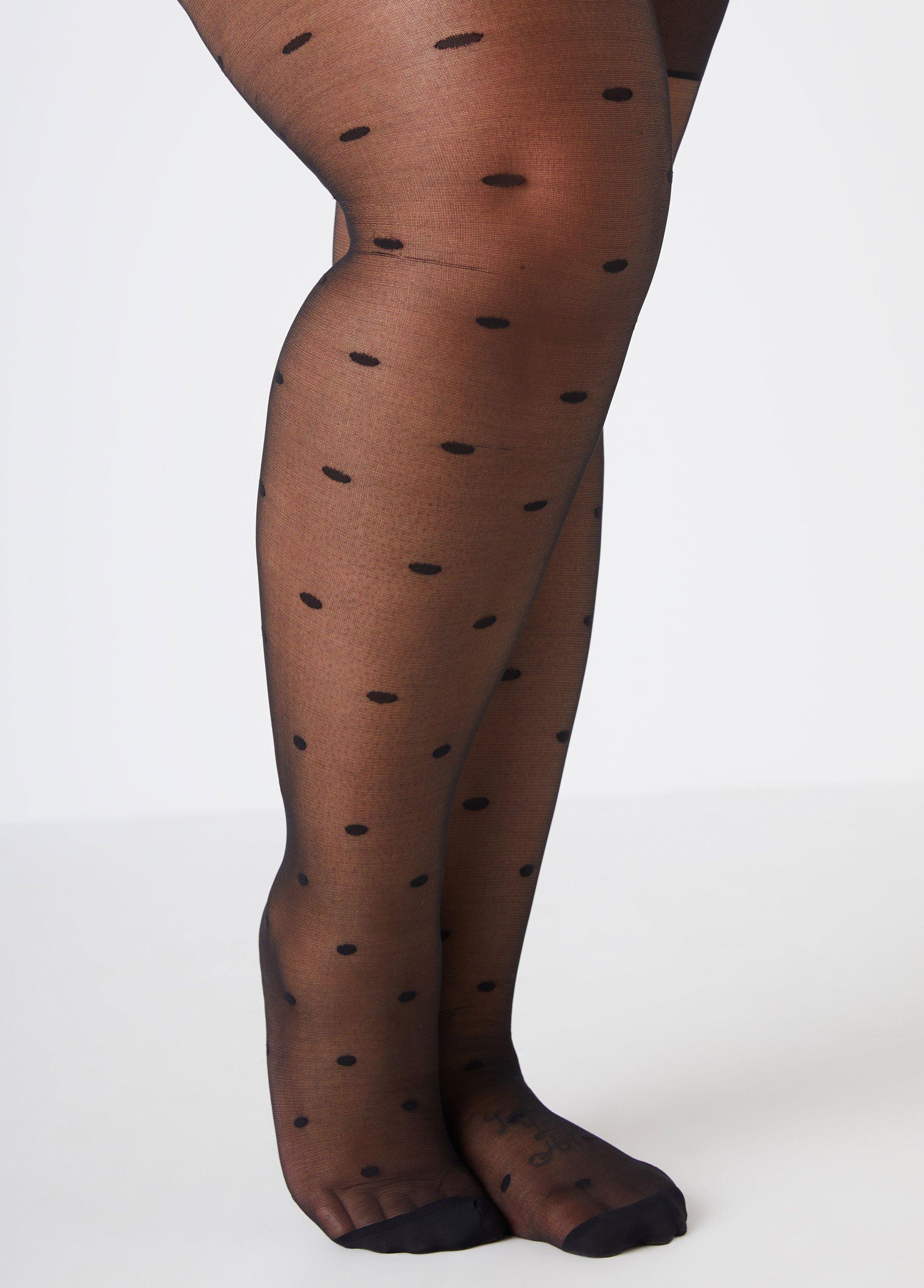 Plus Size Flocked Polka Dot Footed Tights Ashley Stewart Product Image