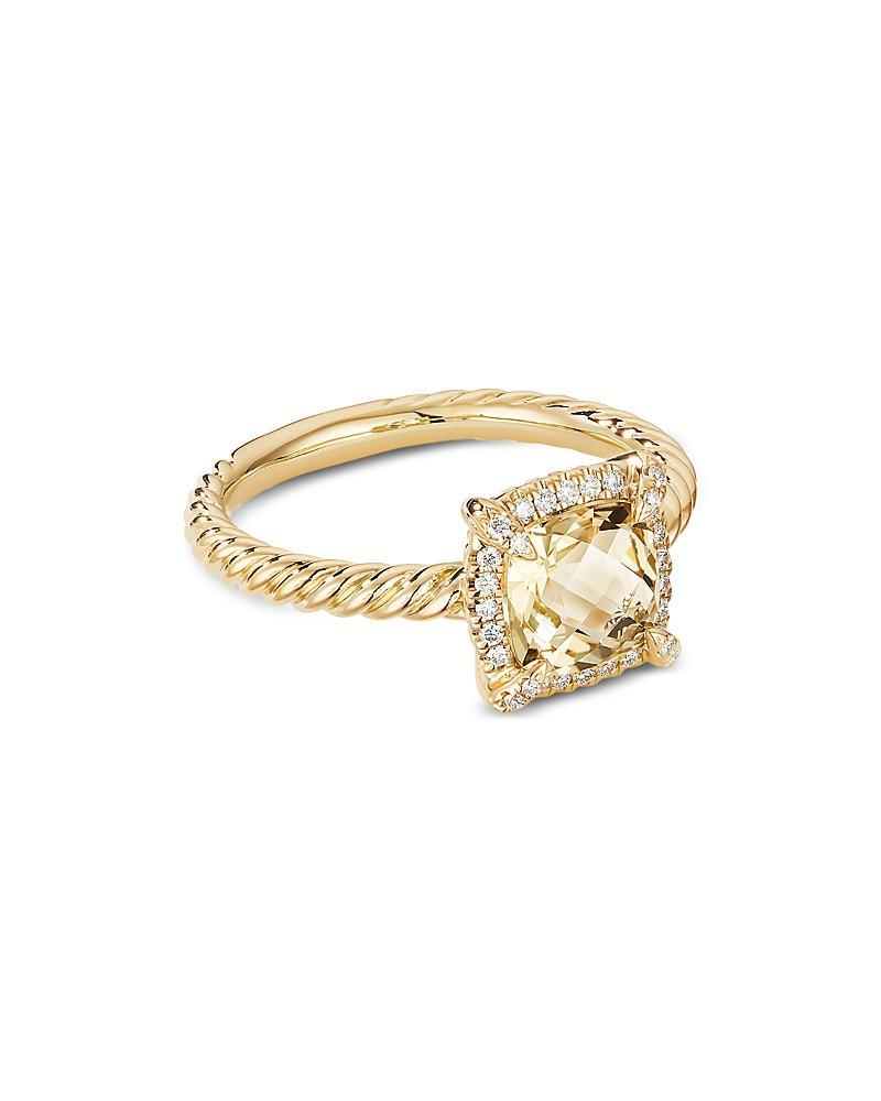 Womens Petite Chatelaine Pav Bezel Ring in 18K Yellow Gold with Champagne Citrine and Diamonds Product Image