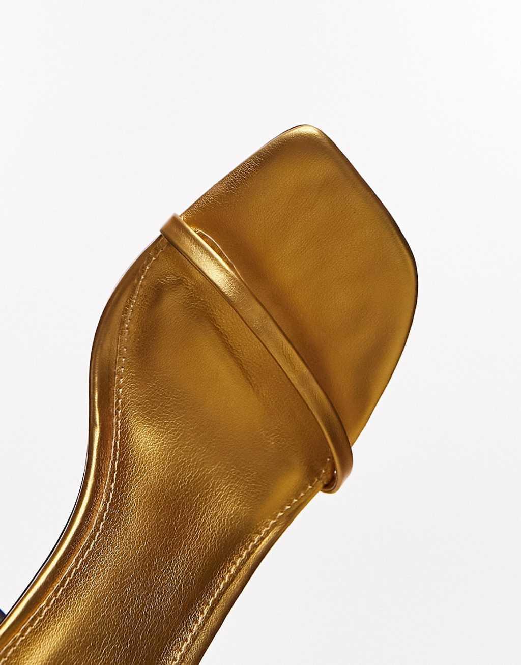 Topshop Goldie high heeled two part sandals in gold Product Image