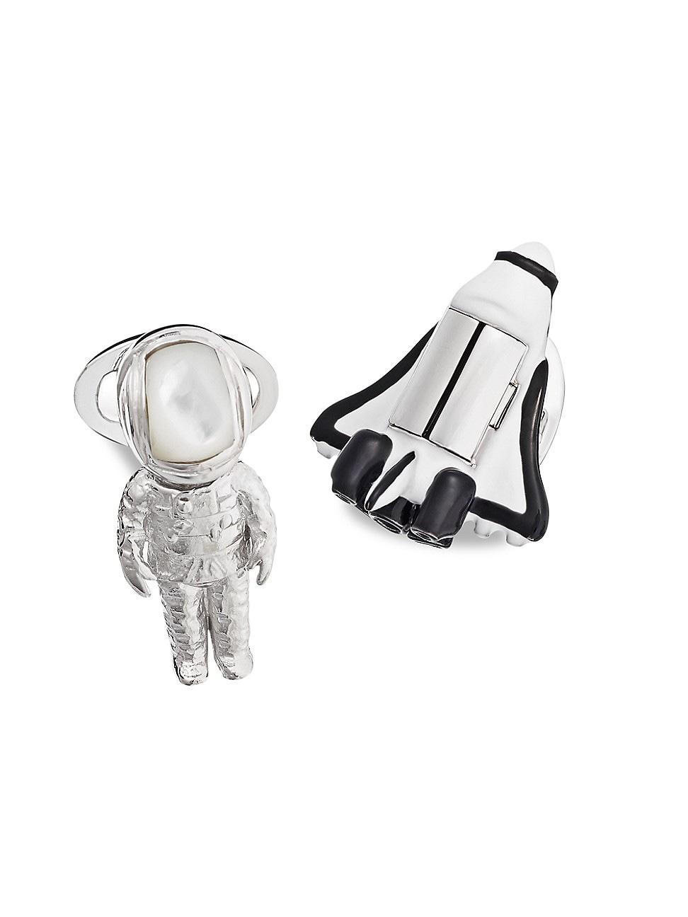 Jan Leslie Astronaut & Rocket Sterling Silver & Mother Of Pearl Cufflinks Product Image