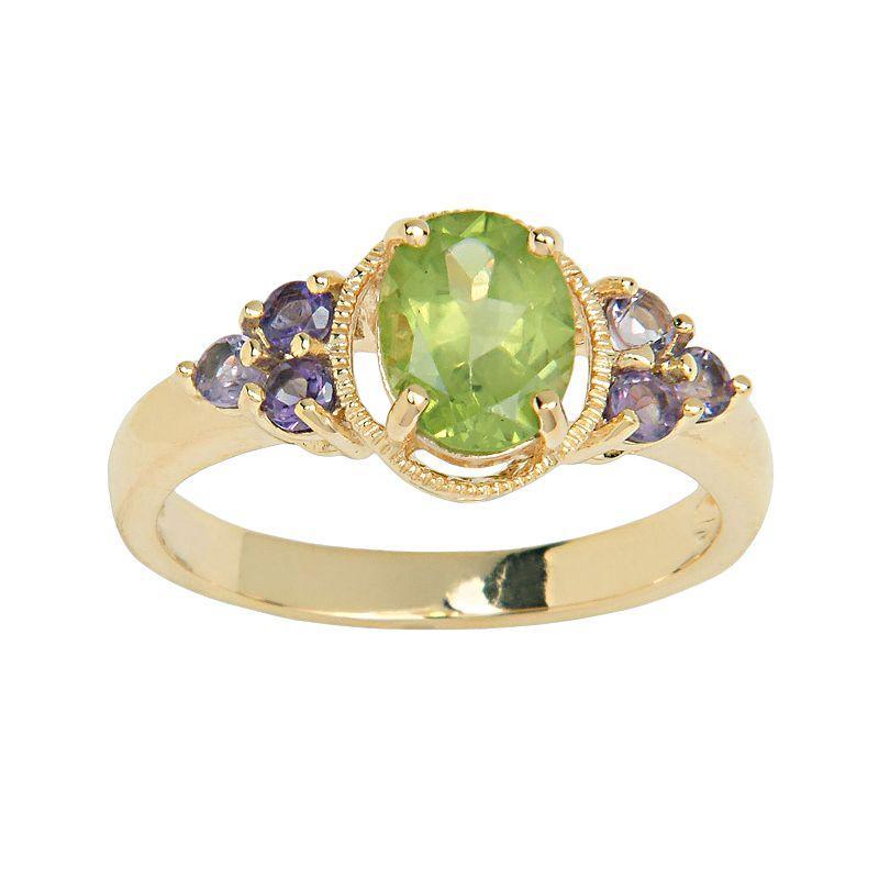 18k Gold-Over-Silver Peridot and African Amethyst Ring, Womens, Multi Color Product Image