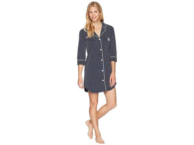 Lauren Ralph Lauren Essentials Bingham Knits Sleep Shirt Polka Dot) Women's Pajama Product Image