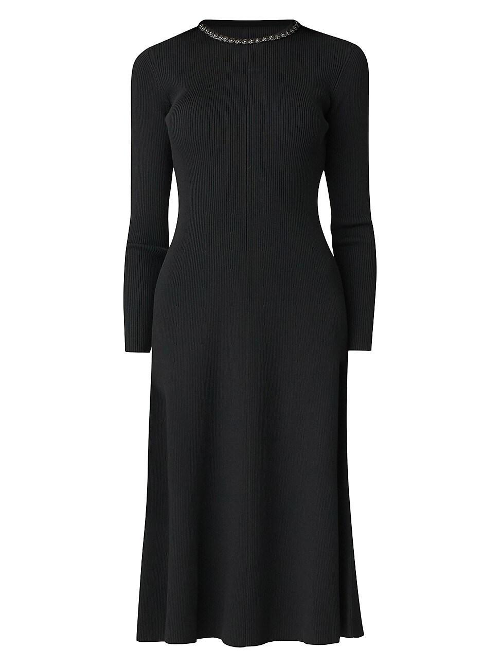 Womens Moore Crystal-Embellished Rib-Knit A-Line Midi-Dress Product Image