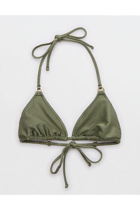 Aerie Shine Rib String Triangle Bikini Top Women's Product Image