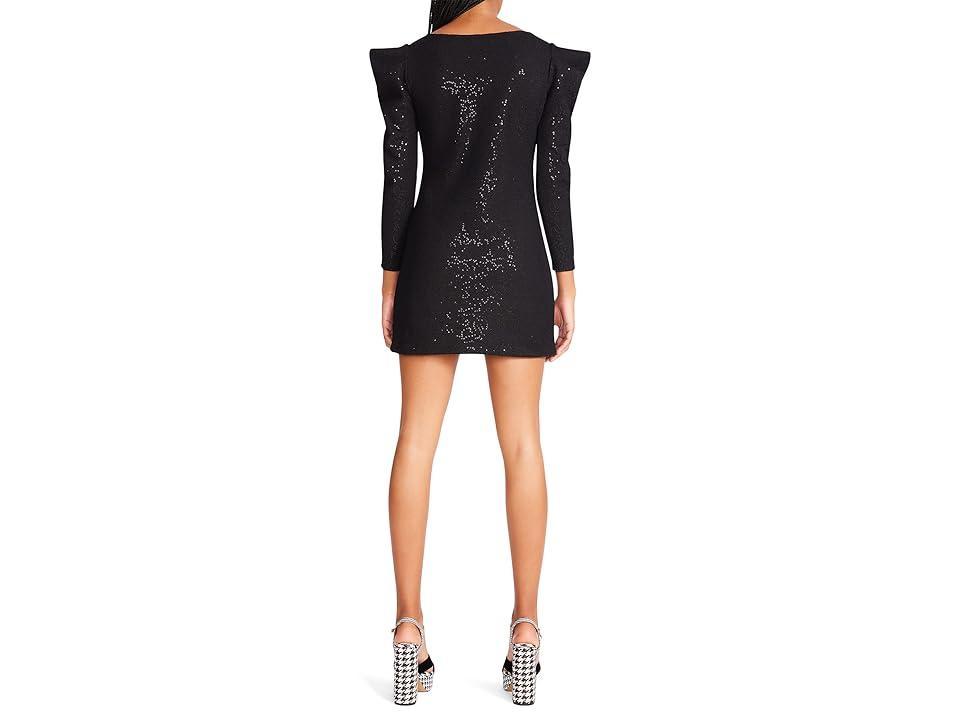 Betsey Johnson Bonded Sequin Ponte Power Sleeve Shift Dress Women's Clothing Product Image