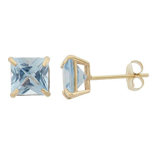 Designs by Gioelli Lab-Created Aquamarine 10k Gold Stud Earrings, Womens, Blue Product Image