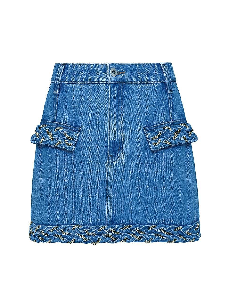 Womens Braided Denim Miniskirt Product Image