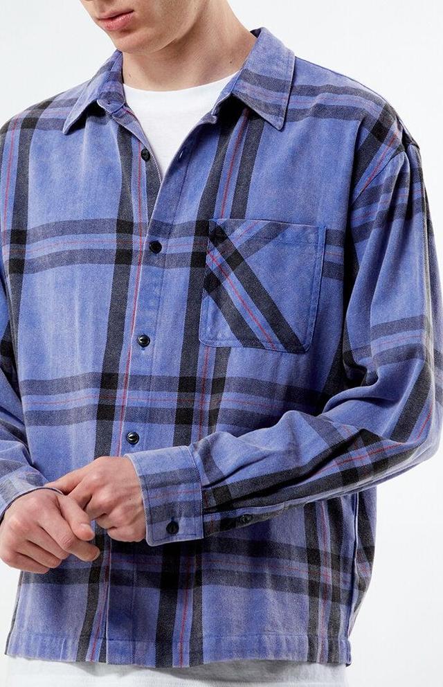 Men's Washed Cropped Flannel Shirt - Product Image