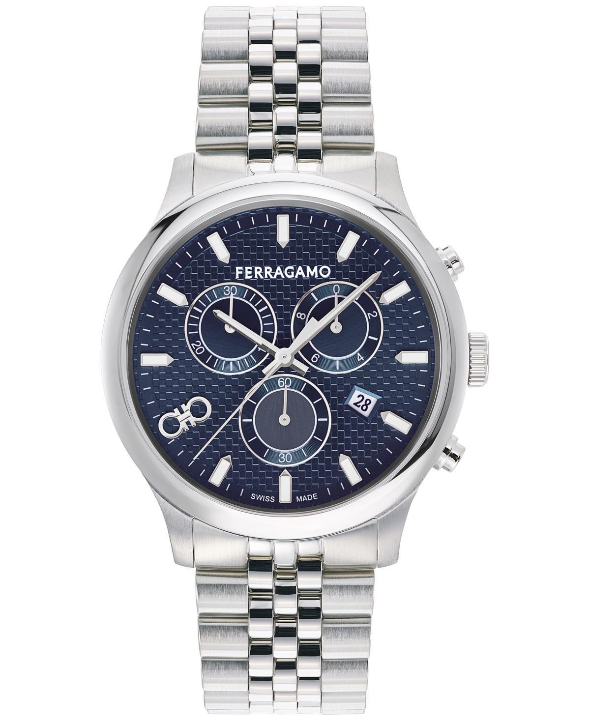 Salvatore Ferragamo Mens Swiss Chronograph Stainless Steel Bracelet Watch 42mm Product Image