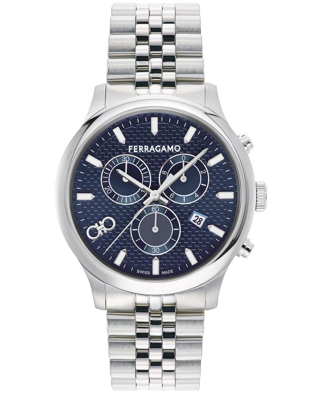 Salvatore Ferragamo Mens Swiss Chronograph Stainless Steel Bracelet Watch 42mm Product Image